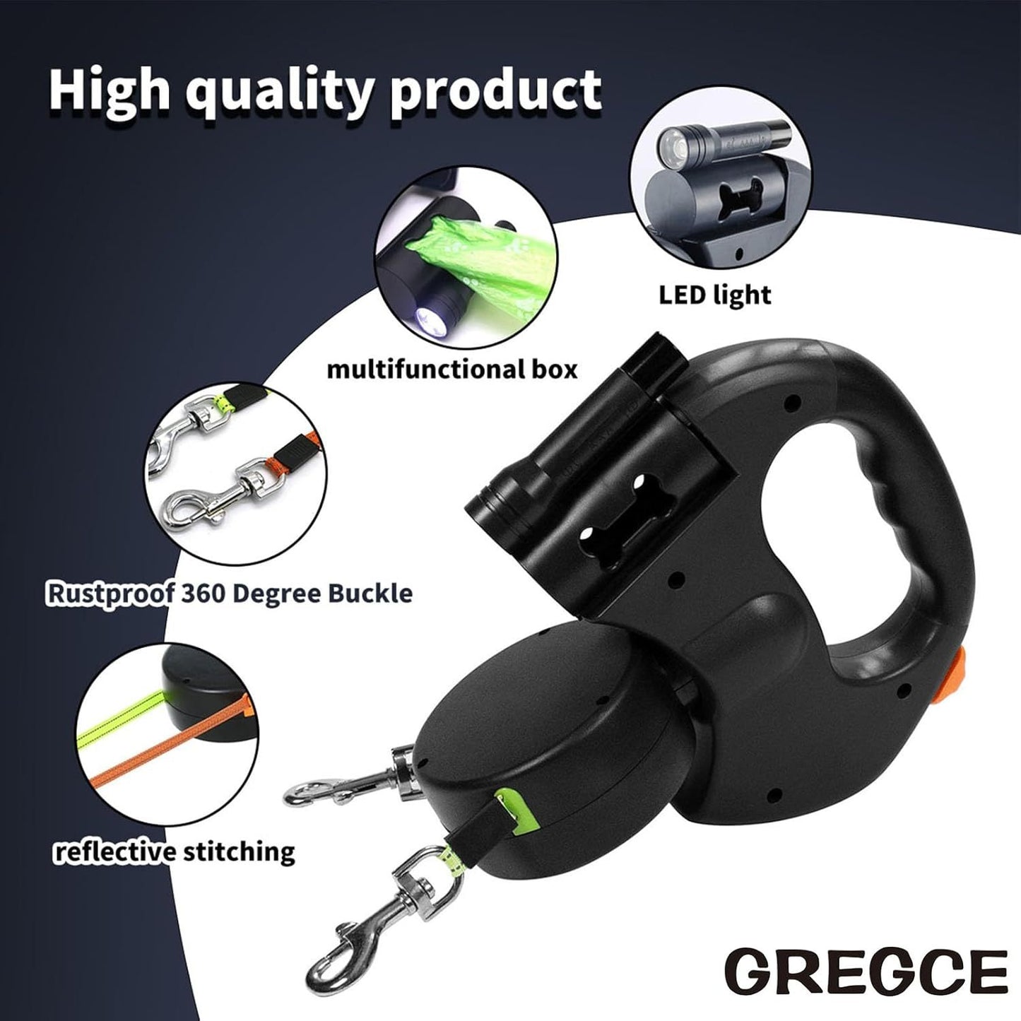 Dual Retractable Dog Leash For Small Dogs- With 360 Tangle-Free